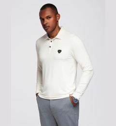 Снимка на Ombre Long sleeve polo shirt with elegant branded buttons - cream