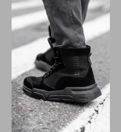 Снимка на Ombre Men's ankle sneaker boots with sculpted sole - black