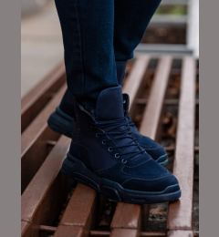 Снимка на Ombre Men's ankle sneaker boots with sculpted sole - navy blue