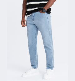 Снимка на Ombre Men's CARROT FIT denim pants with subtle rubbing - light blue