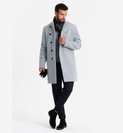 Снимка на Ombre Men's coat with high collar and asymmetrical fastening - grey melange