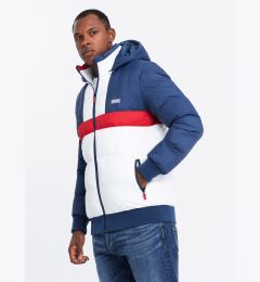 Снимка на Ombre Men's colorful retro sports jacket - blue and white