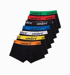 Снимка на Ombre Men's cotton boxer shorts with contrasting elastic - 7-pack black