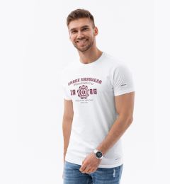 Снимка на Ombre Men's cotton college print t-shirt - white