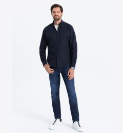 Снимка на Ombre Men's cotton oxford shirt with REGULAR pocket - navy blue