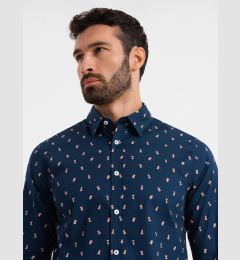 Снимка на Ombre Men's cotton patterned SLIM FIT shirt - ink