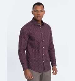 Снимка на Ombre Men's cotton patterned SLIM FIT shirt - maroon