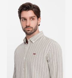 Снимка на Ombre Men's cotton REGULAR FIT shirt with fine stripes - beige