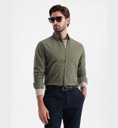 Снимка на Ombre Men's cotton REGULAR FIT shirt with pocket - khaki