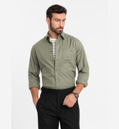 Снимка на Ombre Men's cotton shirt with pocket REGULAR FIT - olive