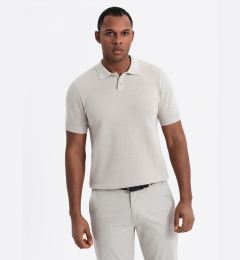 Снимка на Ombre Men's cotton structured knit polo shirt - beige