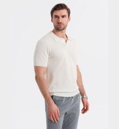 Снимка на Ombre Men's cotton structured knit polo shirt - broken white