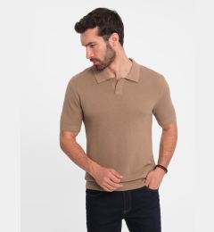 Снимка на Ombre Men's cotton structured knit polo shirt - light brown