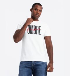 Снимка на Ombre Men's cotton t-shirt with double logo - white