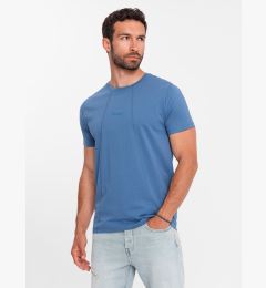 Снимка на Ombre Men's cotton T-shirt with fine embroidery - dark blue