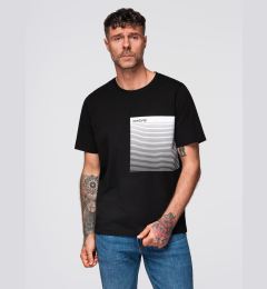 Снимка на Ombre Men's cotton t-shirt with graphic print - black