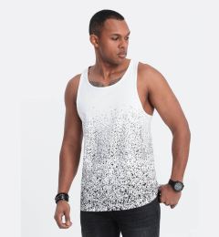 Снимка на Ombre Men's cotton tank top with gradient print - white
