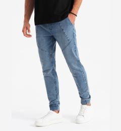 Снимка на Ombre Men's denim joggers with asymmetrical stitching - blue