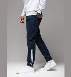 Снимка на Ombre Men's denim joggers with piping - dark blue