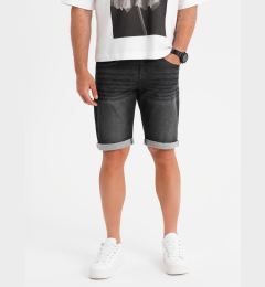 Снимка на Ombre Men's denim shorts with rolled up leg - black