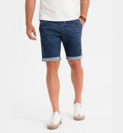 Снимка на Ombre Men's denim shorts with rolled up leg - dark blue