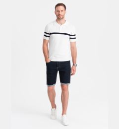 Снимка на Ombre Men's denim shorts with rolled up legs - navy blue