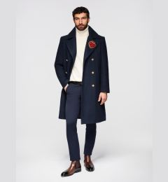 Снимка на Ombre Men's double-breasted coat with wool and decorative appliqués -