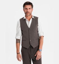 Снимка на Ombre Men's elegant SLIM FIT herringbone vest - graphite