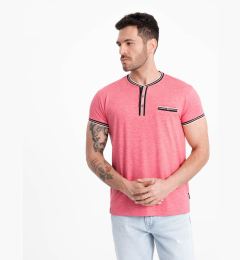 Снимка на Ombre Men's henley t-shirt with decorative ribbing - red