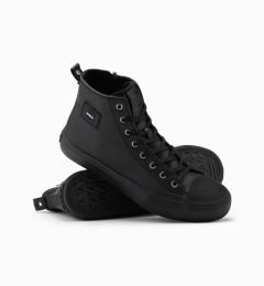 Снимка на Ombre Men's high-top sneakers with decorative toe box - black