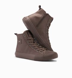 Снимка на Ombre Men's high-top sneakers with decorative toe - brown