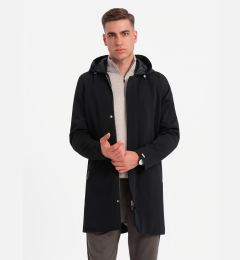 Снимка на Ombre Men's hooded coat in fine pinstripe - black