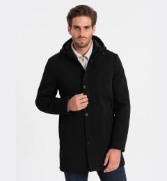 Снимка на Ombre Men's insulated coat with hood and concealed zipper - black