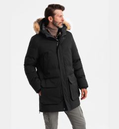 Снимка на Ombre Men's insulated long parka jacket with flared bottom - black