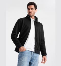 Снимка на Ombre Men's jacket with high collar and fleece interior - black