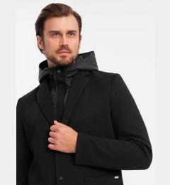 Снимка на Ombre Men's jacket with high collar and hood - black
