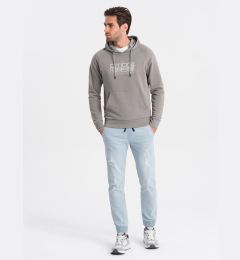 Снимка на Ombre Men's JOGGER denim pants with rubbing - light blue