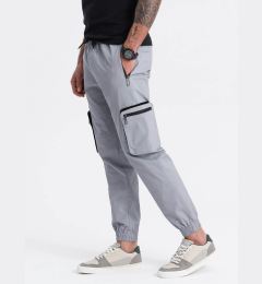 Снимка на Ombre Men's JOGGER pants with stand-off and zippered cargo pockets - light grey