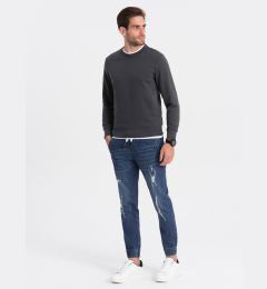 Снимка на Ombre Men's JOGGERS denim pants with rubbing - blue