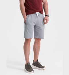 Снимка на Ombre Men's knit shorts with drawstring and pockets - grey