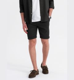 Снимка на Ombre Men's knit shorts with rolled up legs - black