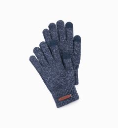 Снимка на Ombre Men's knitted gloves with wool - navy blue melange