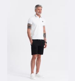 Снимка на Ombre Men's knitted shorts with drawstring and pockets - black