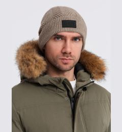 Снимка на Ombre Men's knitted sweater-weave cap with patch - ash
