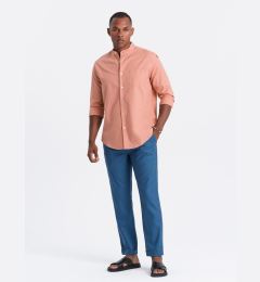 Снимка на Ombre Men's linen blend chino roll-up pants - blue denim