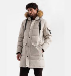 Снимка на Ombre Men's long warm parka jacket with hood - beige