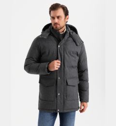 Снимка на Ombre Men's long warm parka jacket with wool - black melange