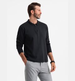Снимка на Ombre Men's longsleeve with zippered polo collar - black