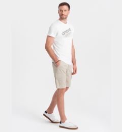 Снимка на Ombre Men's monochromatic shorts with cargo pockets - beige