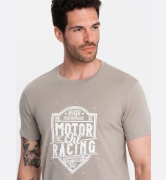 Снимка на Ombre Men's motorcycle style printed t-shirt - ash